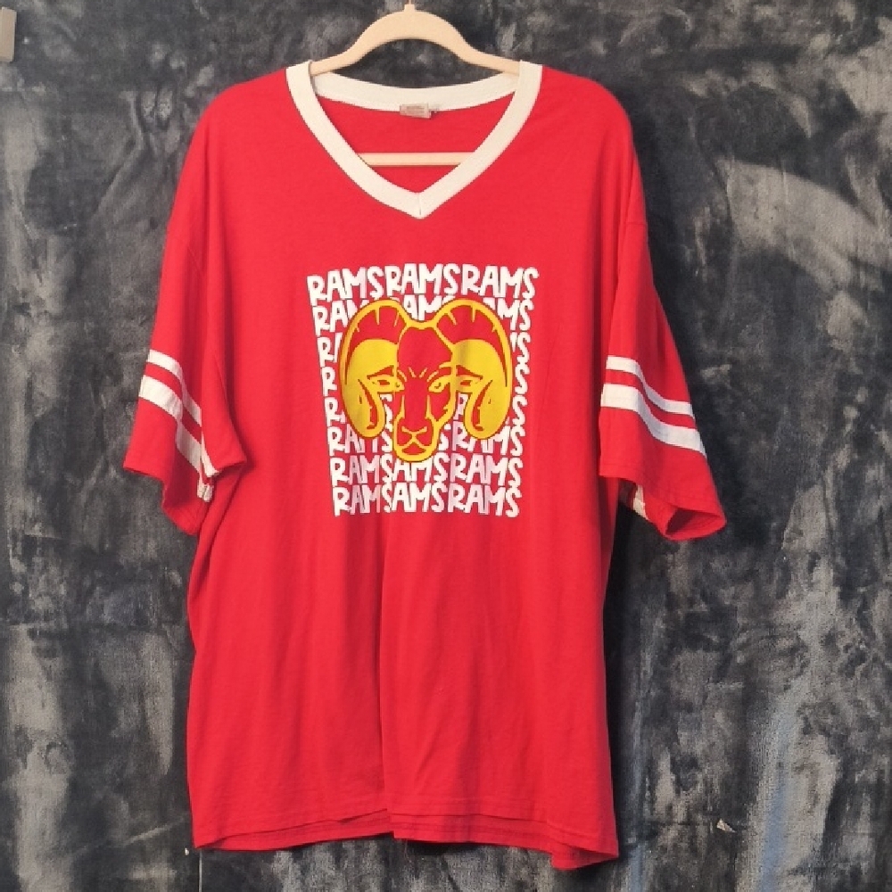 Red and White and Yellow Rams Graphic T-Shirt 3 XL